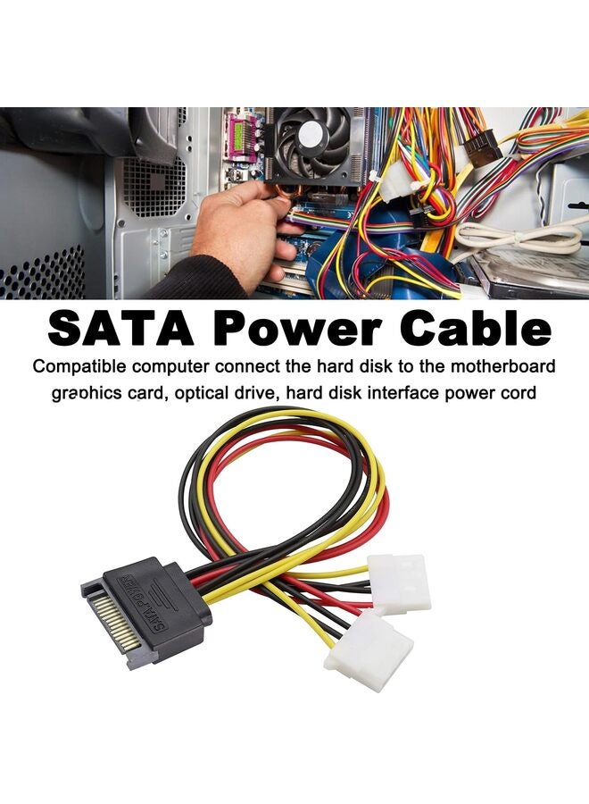 يُسلِّم كابل محول طاقة من 15 سنًا SATA ذكر إلى 4 سنون Molex IDE أنثى Y Splitter، كابل إمداد طاقة تمديد للقرص الصلب لـ HDD/SSD/SD ROM (7.8 بوصة) - Image 3