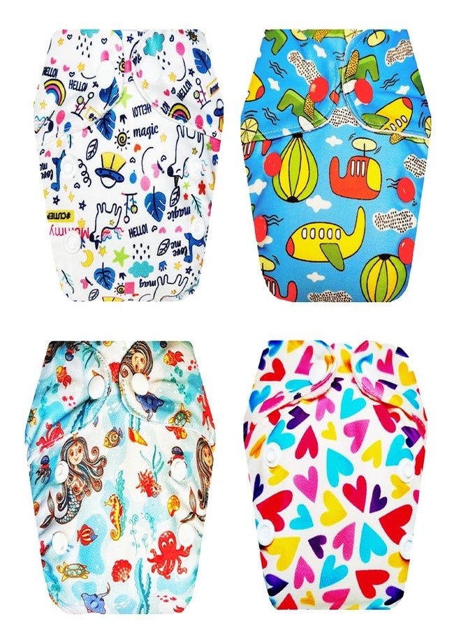 حفاضات قماشية فاخرة من دمبلدو للأطفال حديثي الولادة مع حشوة داخلية (عبوة من 4 قطع) | ملائمة تمامًا | قابلة لإعادة الاستخدام والغسل | أزرار كبس قابلة للتعديل | ضرورية للاستخدام اليومي | من 0 إلى 4 أشهر | للجنسين - Image 1