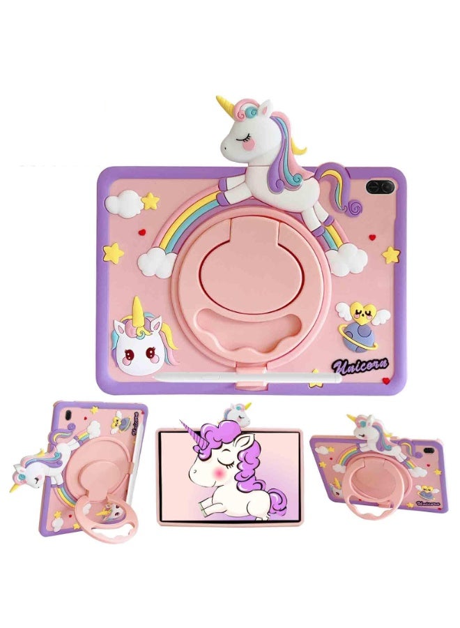 general Kids Case Compatible with Xiaomi Redmi Pad 2 11 Inch 2025 Shockproof Silicone Unicorn Cover with Pencil Holder, 360° Rotating Handle Stand - Image 1