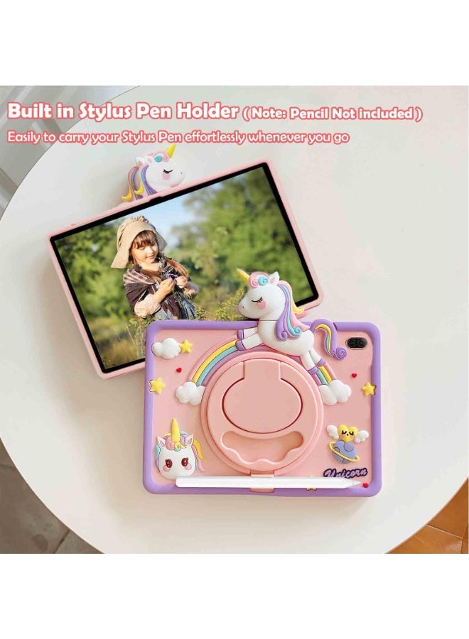 general Kids Case Compatible with Xiaomi Redmi Pad 2 11 Inch 2025 Shockproof Silicone Unicorn Cover with Pencil Holder, 360° Rotating Handle Stand - Image 2