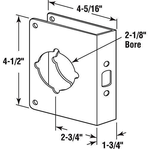 Defender Security Prime-Line U 9592 Stainless Steel Lock and Door Reinforcer, 1-3/4 In. x 4-1/2 In., 2-1/8 In. Single Bore, 2-3/4 In. Backset, Silver (Single Pack) - Image 2