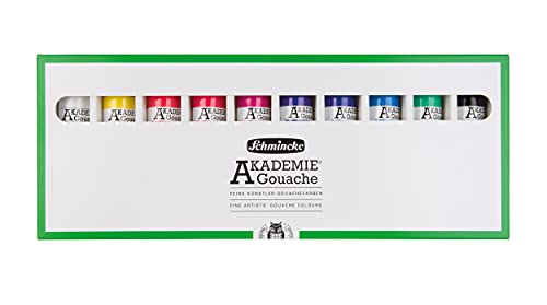Schmincke - AKADEMIE® Gouache, 10 x 2,03 fl oz / 60 ml tubes, 72 210 097, 10 tubes of fine gouache in a cardboard set, opaque, matt and intense colors, high lightfastness - Image 1
