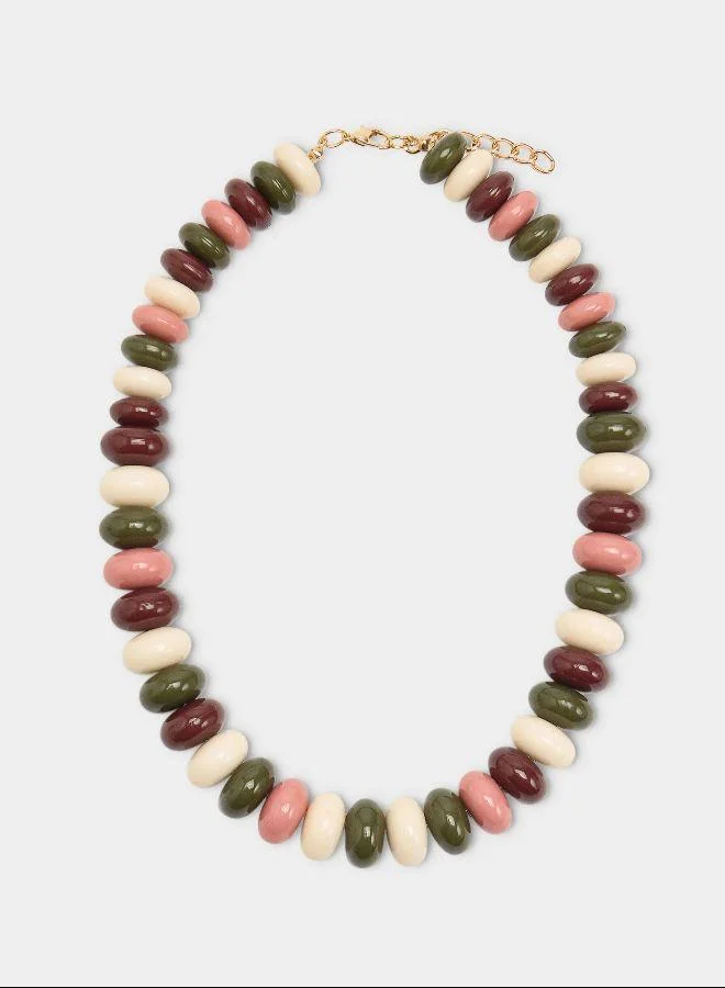 بارفوا عقد قصير مع خرز متعدد الألوان