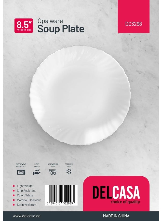 DELCASA طبق شوربة ديلكاسا DC3298 من الأوبال، أبيض، بحجم 8.5 إنش - Image 5