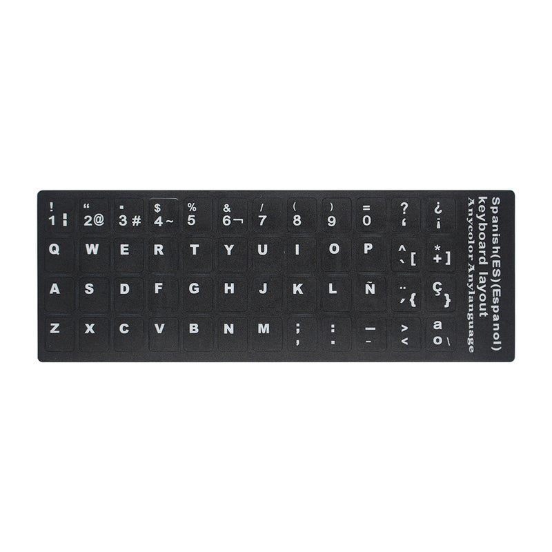 Spanish Replacement Keyboard Sticker with Big Letters Non-Transparent Universal for Laptop Notebook - Image 1