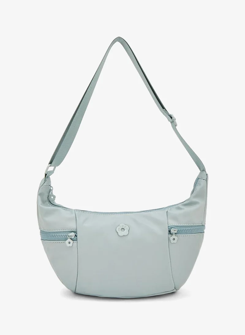 Solid Crossbody Bag With Zip Pockets