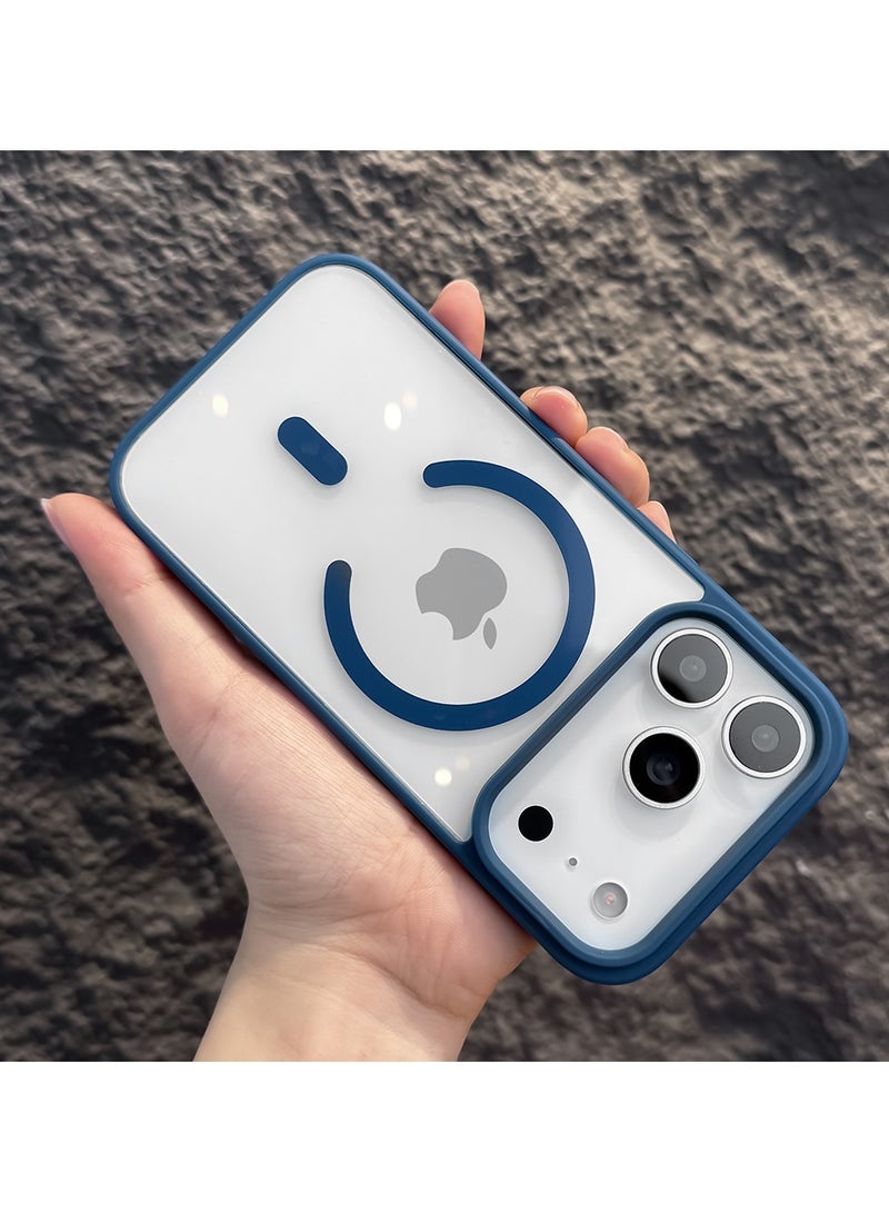 iPhone 17 Pro Max Magsafe Transparent with Blue Bumper Case - N52 Stronger Magnets - Image 2