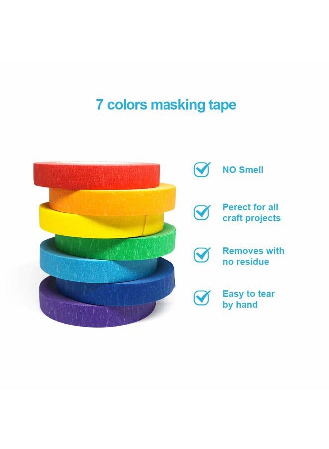 Aipker Colored Masking Tapes, 7PCS Arts Rainbow Labelling Masking Tape Fun Supplies Kit for Kids and Adults, Painters Tapes for Crafts, School Projects, Party Decorations and More (0.4 Inch, 12 yd) - Image 5