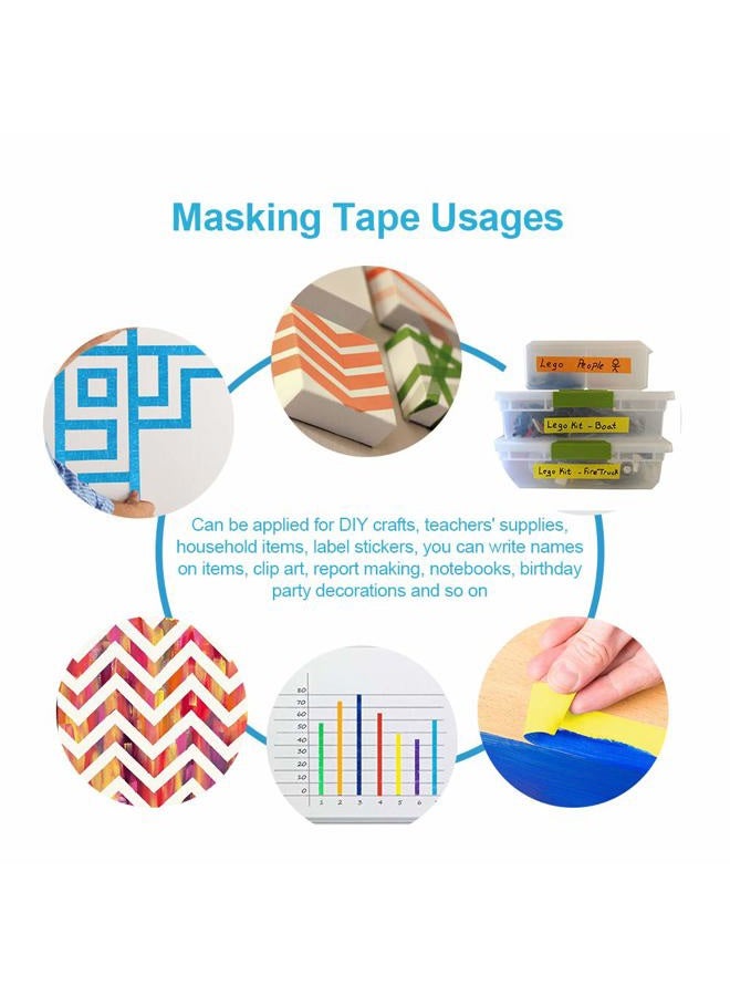 Aipker Colored Masking Tapes, 7PCS Arts Rainbow Labelling Masking Tape Fun Supplies Kit for Kids and Adults, Painters Tapes for Crafts, School Projects, Party Decorations and More (0.4 Inch, 12 yd) - Image 3