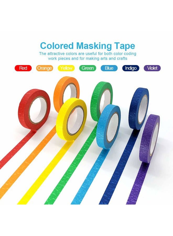Aipker Colored Masking Tapes, 7PCS Arts Rainbow Labelling Masking Tape Fun Supplies Kit for Kids and Adults, Painters Tapes for Crafts, School Projects, Party Decorations and More (0.4 Inch, 12 yd) - Image 2