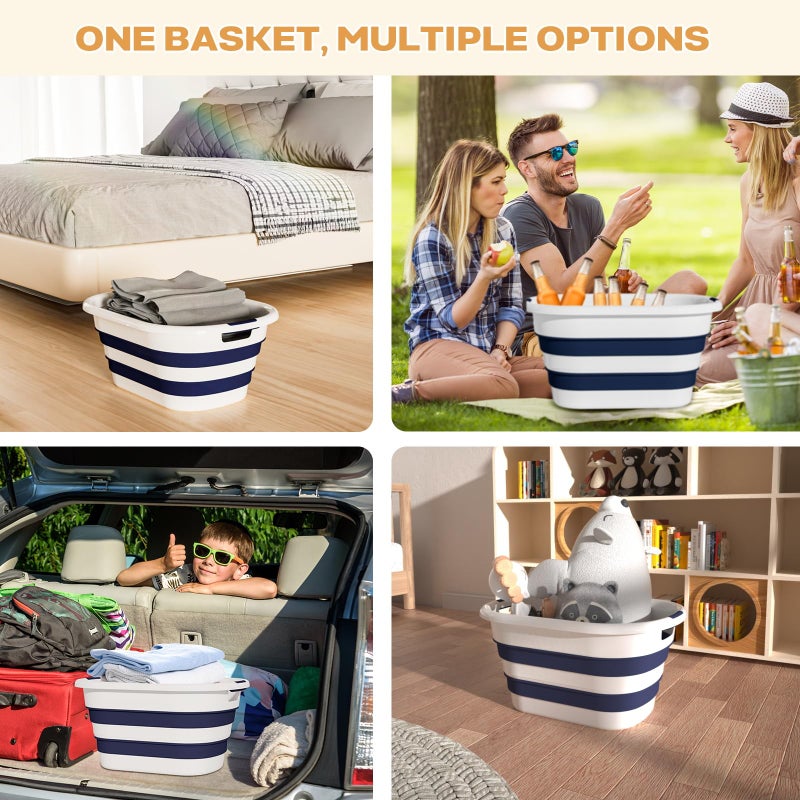 OOAMBB 43L(11.5Gallon) Collapsible Laundry Baskets plastic, Pop Up Laundry hamper/Storage Container, Foldable Laundry Basket with Large Capacity,Sturdy,Space Saver (Blue, 2 Packs) - Image 5