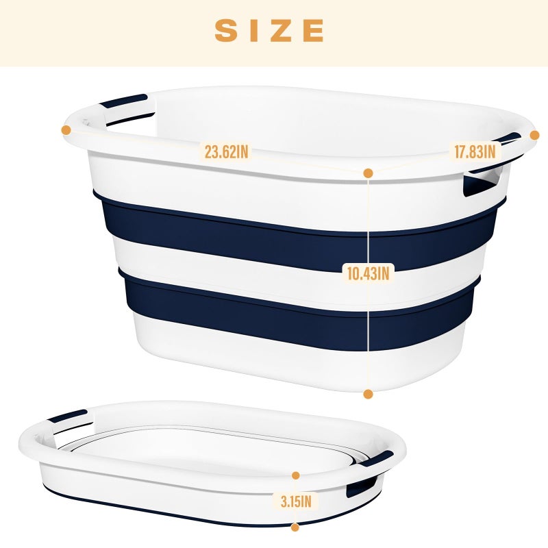 OOAMBB 43L(11.5Gallon) Collapsible Laundry Baskets plastic, Pop Up Laundry hamper/Storage Container, Foldable Laundry Basket with Large Capacity,Sturdy,Space Saver (Blue, 2 Packs) - Image 4