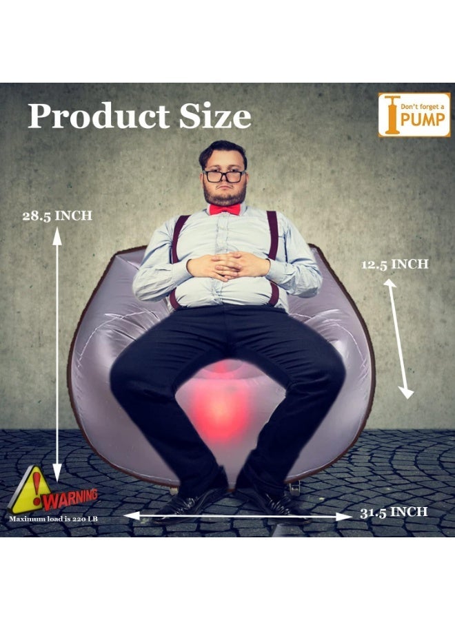 بريز أريكة LED قابلة للنفخ للأطفال,مضيئة تنفجر كرسي الكرسي,كرسي الهواء الخفيف للطي للبنات والفتيان,أريكة لعبة قابلة للنفخ للغرف,التخييم,حمام سباحة (أبيض متجمد، بدون مضخة) - Image 2