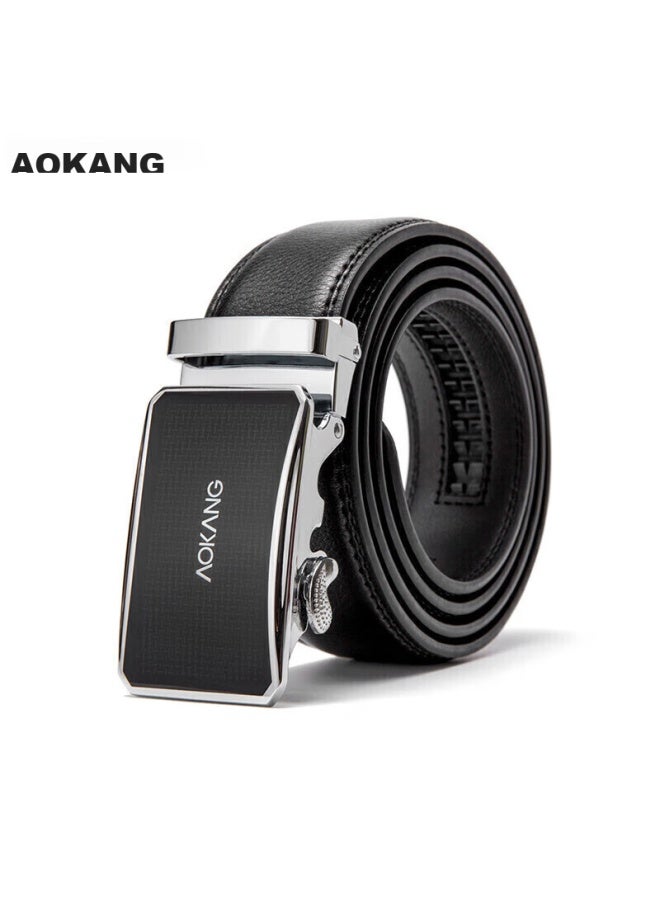 Aokang Men's Leather Belt With Automatic Buckle, Business Trouser Belt, Qixi Valentine's Day Gift For Boyfriend - Image 1