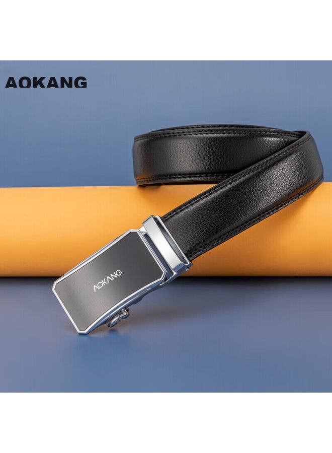 Aokang Men's Leather Belt With Automatic Buckle, Business Trouser Belt, Qixi Valentine's Day Gift For Boyfriend - Image 3