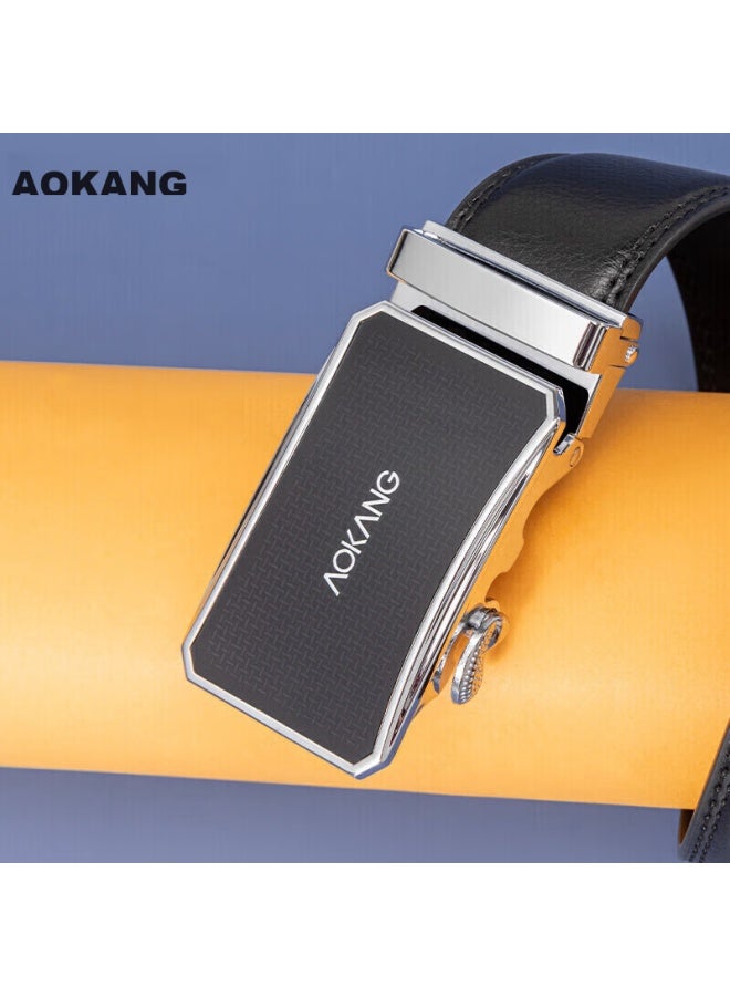 Aokang Men's Leather Belt With Automatic Buckle, Business Trouser Belt, Qixi Valentine's Day Gift For Boyfriend - Image 4