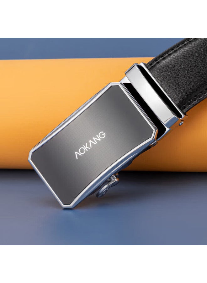 Aokang Men's Leather Belt With Automatic Buckle, Business Trouser Belt, Qixi Valentine's Day Gift For Boyfriend - Image 2