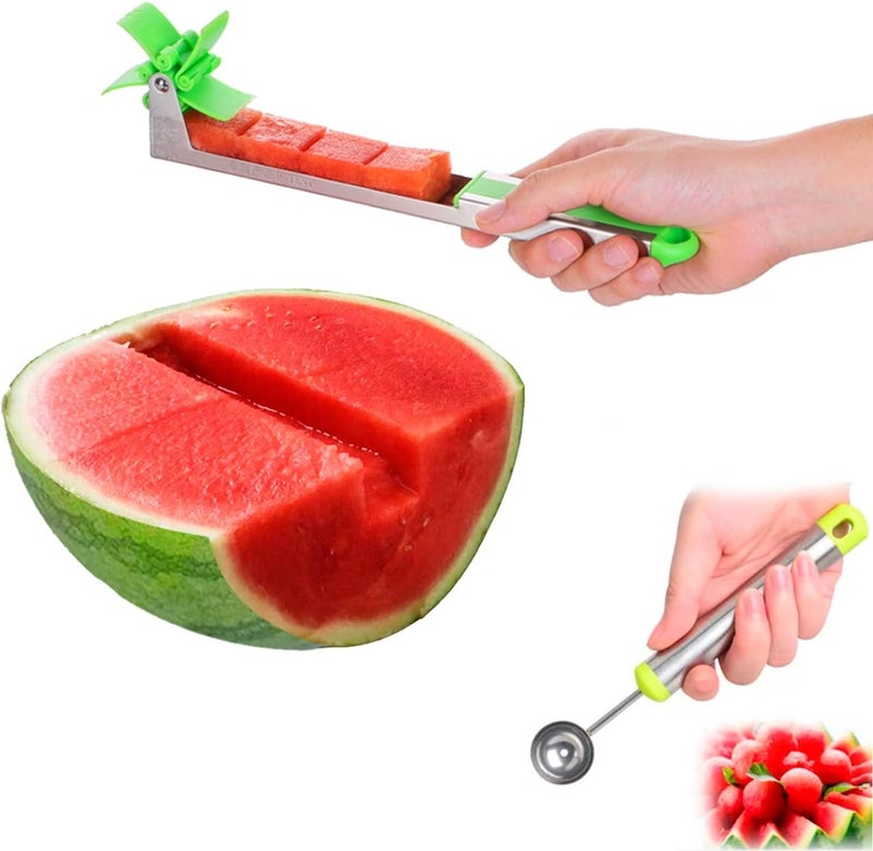 YIDADA Watermelon Slicer Cutter - Stainless Steel Knife Corer Fruit Vegetable Tools Kitchen Gadgets with Melon Baller Scoop Extra - Image 1