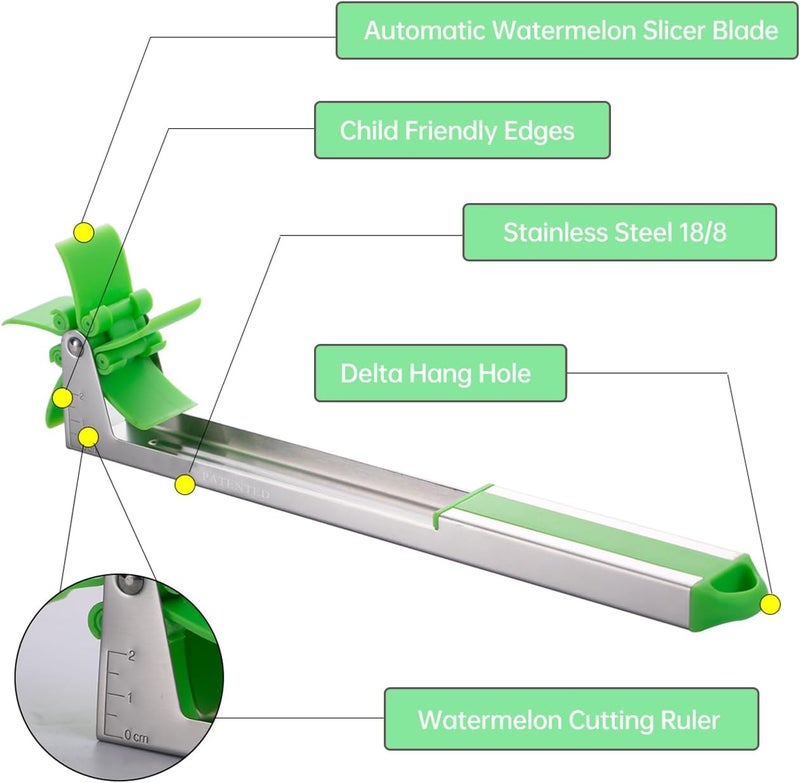 YIDADA Watermelon Slicer Cutter - Stainless Steel Knife Corer Fruit Vegetable Tools Kitchen Gadgets with Melon Baller Scoop Extra - Image 3