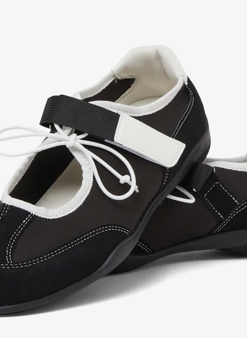 Styli  Black Contrast Trim Round Toe Sneakerina for Women | Best Price UAE
