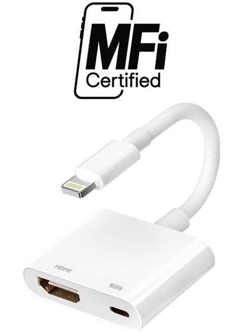 MFi Certified] Lightning to HDMI, Lightning to 1080P Audio Digital AV Adapter, 4K Video HDMI Sync Screen Connector with Charging Port for iPhone 11/XS/XR/X/8 7, iPad on HD TV/Monitor/Projector