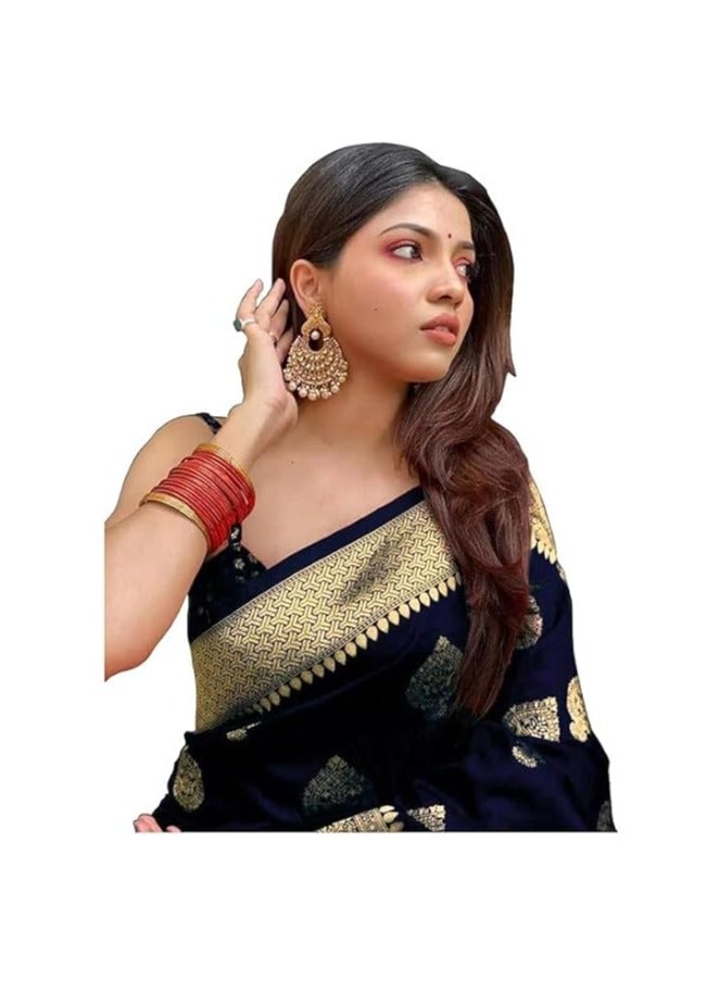 Accessorize Kingdom Women's Pure Kanjivaram Silk Saree Banarasi Silk Saree With Blouse Piece (paithani Pari122)  - Image 1