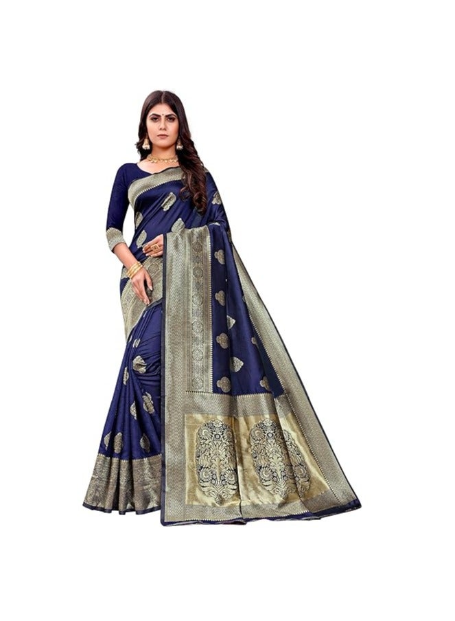 Accessorize Kingdom Women's Pure Kanjivaram Silk Saree Banarasi Silk Saree With Blouse Piece (paithani Pari122)  - Image 2