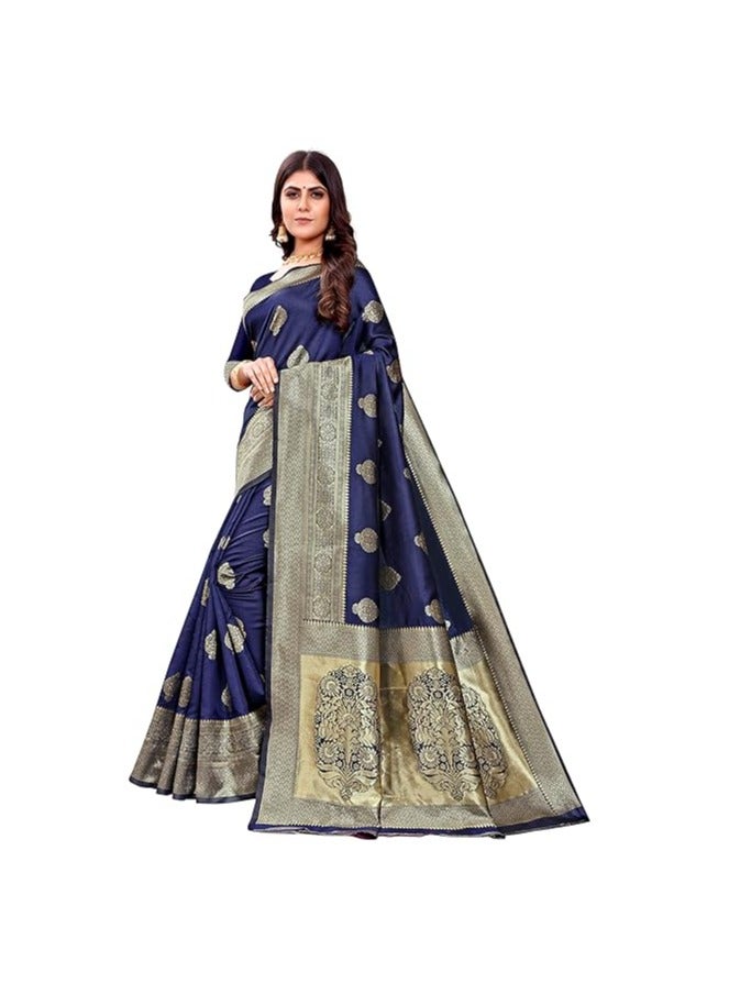 Accessorize Kingdom Women's Pure Kanjivaram Silk Saree Banarasi Silk Saree With Blouse Piece (paithani Pari122)  - Image 4