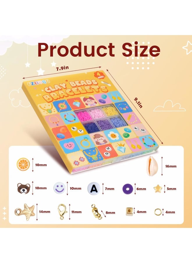 6100Pcs Clay Beads Bracelet Making Kit for Girls 24 Colors Friendship Bracelet Beads Kit with Letter Beads Polymer Heishi Bead for Jewelry Making - Image 3