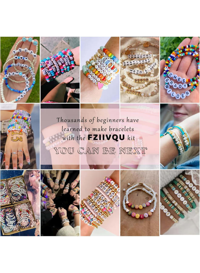6100Pcs Clay Beads Bracelet Making Kit for Girls 24 Colors Friendship Bracelet Beads Kit with Letter Beads Polymer Heishi Bead for Jewelry Making - Image 5