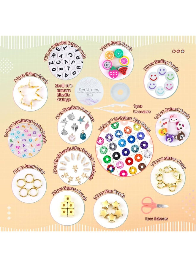 6100Pcs Clay Beads Bracelet Making Kit for Girls 24 Colors Friendship Bracelet Beads Kit with Letter Beads Polymer Heishi Bead for Jewelry Making - Image 2