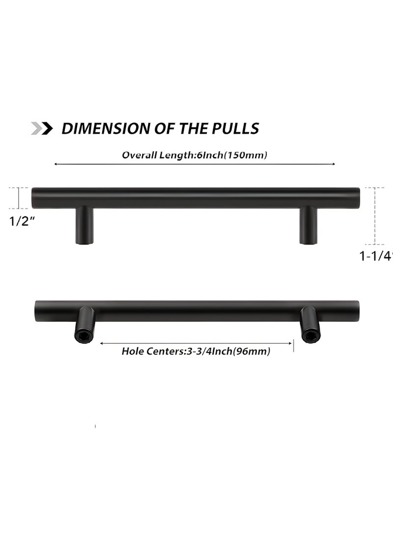 FIRST PRO 10 Pack Kitchen Cabinet Handles, 96mm Stainless Steel Kitchen Door Handles, 150mm Hole Center T Bar Drawer Cupboard Handles with Screws, Kitchen Drawer Pulls for Bathroom Bedroom Wardrobe  - Image 1