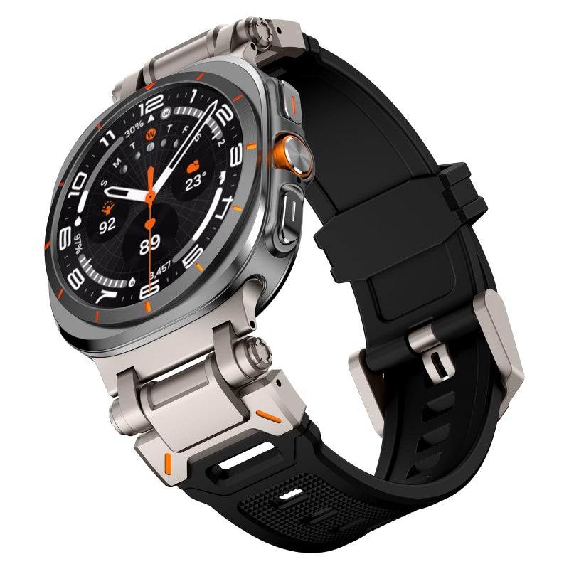 Compatible with Galaxy Watch Ultra Band 47mm, Sturdy Stainless Steel Metal Connector with Widened Silicone Strap for Samsung Galaxy Watch 7 Ultra Accessories - Image 2