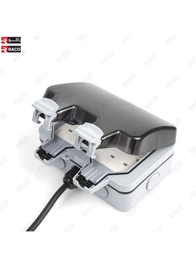 RACO Waterproof Dual Extension Socket 13A with Heavy-Duty Cord IP66 Rated, 220-250V UK Plug | Perfect for Outdoor Uses (3 Meter x 2)  - Image 3