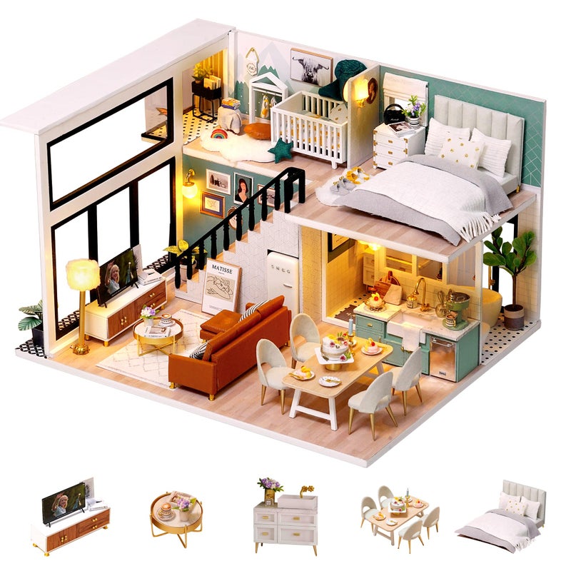 Flever Dollhouse Miniature DIY House Kit Creative Room with Loft Apartment Scene for Romantic Artwork Gift Comfortable Life - Image 2