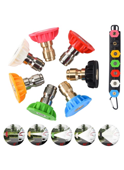 Comprehensive Pressure Washer Nozzle Tips Set with Holder by 7 Spray Nozzle Tips 1/4 Inch Quick Connect 4000 PSI Durable Plastic Multiple Angles