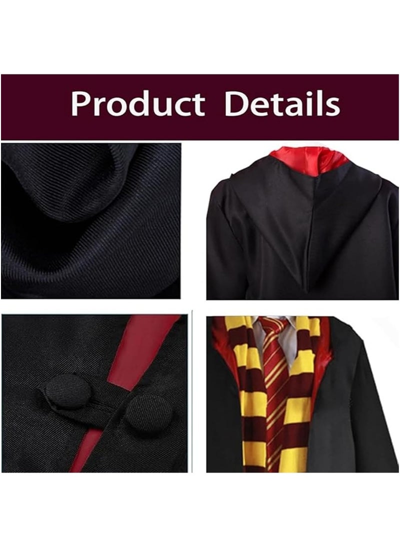TAPIT 6PCS Magic Wizard Costume Set for Kids, Wizard Cosplay Party Costumes Set with Magic Wand, Hat, Glasses Frame, and Necklace, School Costume Robe with Cosplay Costume Accessories, for Boys and Girls (Size: 135cm)  - Image 5