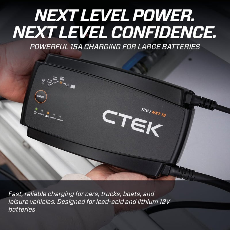 CTEK NXT 15 Smart Battery Charger 12V 15A with Lithium Compatibility and Reconditioning Mode - Image 2