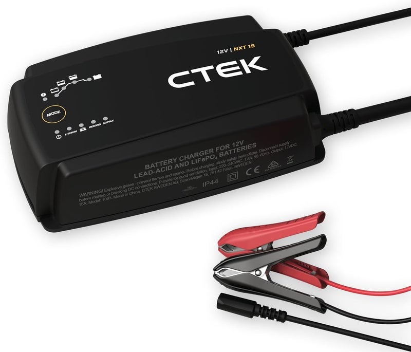 CTEK NXT 15 Smart Battery Charger 12V 15A with Lithium Compatibility and Reconditioning Mode - Image 1