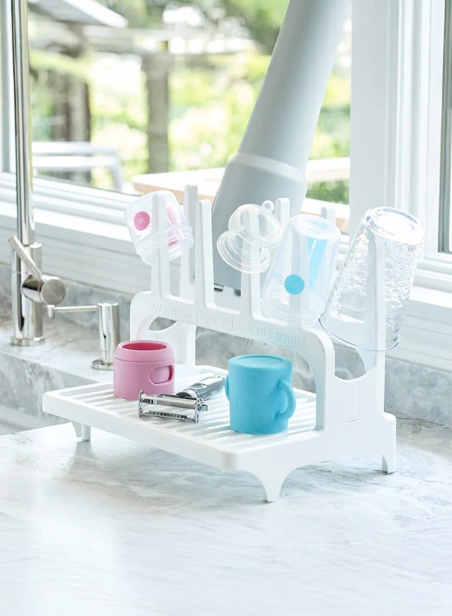 PopYum Space Saving White Drying Rack Made from 100% Recycled Bottles for Home Use and Daily Laundry - Image 1