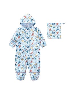 Fewlby Kids Toddler Rain Suit for Boys Girls One Piece Hoodie Zipper Cartoon Waterproof Coverall Rain Jacket 7-9Years XL Size  - Image 5