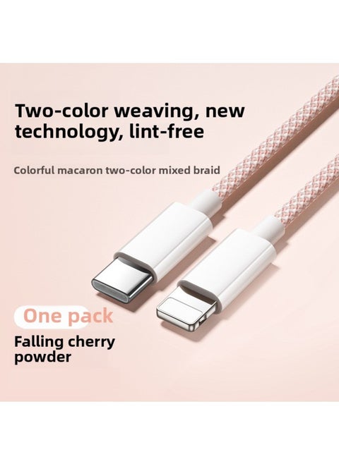 Applicable To For Iphone 16 Charging Line For Iphone15 Data Line Lightning For Apple Pd Fast Charging 20w Flash Charging 14pr-Color:1m Falling Cherry Powder [pd20w Fast Charge]★Pop-up Package Return