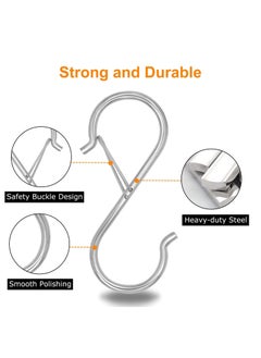 Y&D S Hooks for Hanging, Heavy Duty with Safety Buckle Shaped Kitchen Pot Rack Closet Hanging Plants, Clothes, Utensil, Pots and Pans, Bags 8 Pcs, Silver  - Image 2