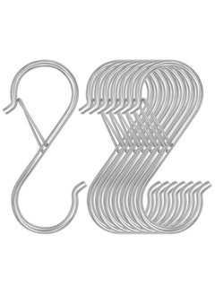 Y&D S Hooks for Hanging, Heavy Duty with Safety Buckle Shaped Kitchen Pot Rack Closet Hanging Plants, Clothes, Utensil, Pots and Pans, Bags 8 Pcs, Silver  - Image 1