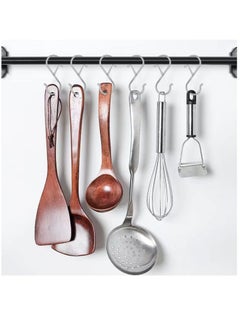 Y&D S Hooks for Hanging, Heavy Duty with Safety Buckle Shaped Kitchen Pot Rack Closet Hanging Plants, Clothes, Utensil, Pots and Pans, Bags 8 Pcs, Silver  - Image 3