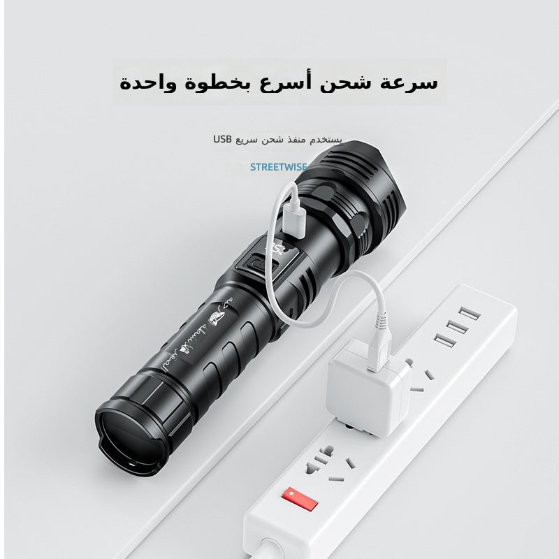 القرش المبتسم مصباح يدوي ليزر أبيض مع تكبير بعيد المدى - 4 أوضاع قابلة للتعديل مع مؤشر البطارية، مصباح محمول قابل لإعادة الشحن - Image 5