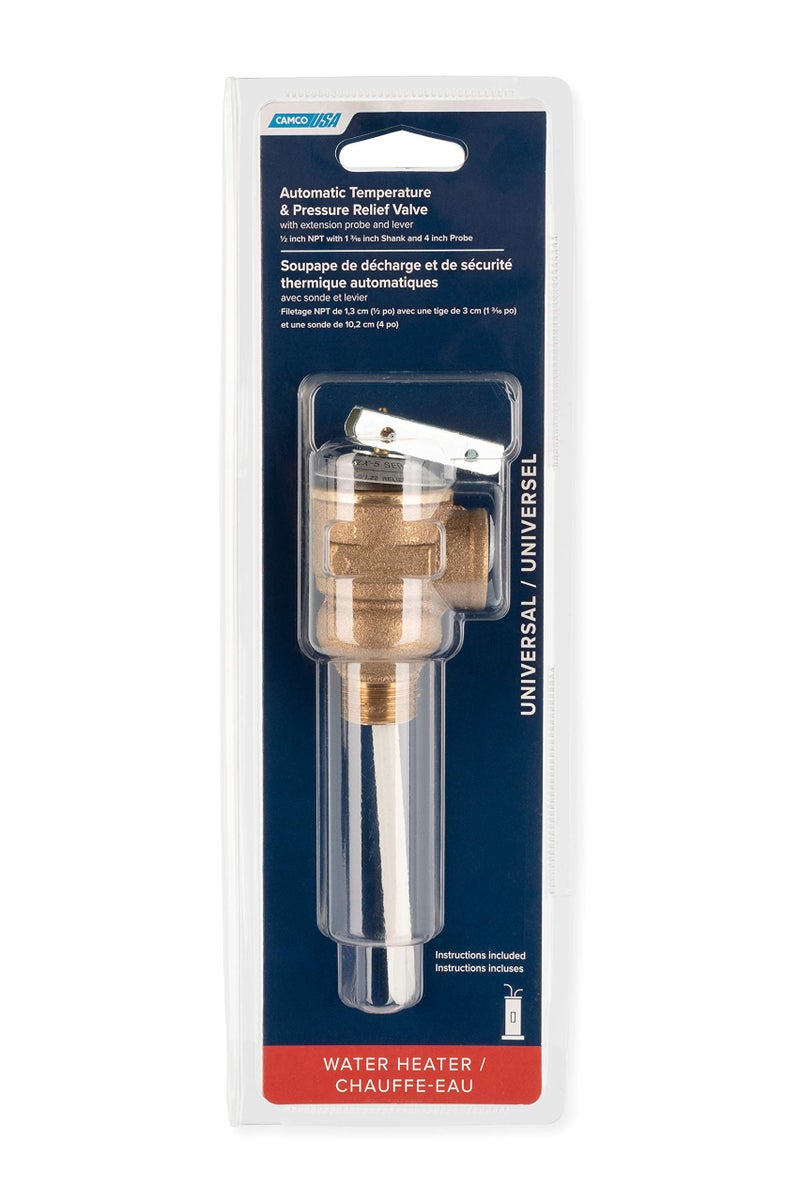 Camco 10423 1/2" Temperature and Pressure Relief Valve with 4" Epoxy-Coated Probe , Brown - Image 4