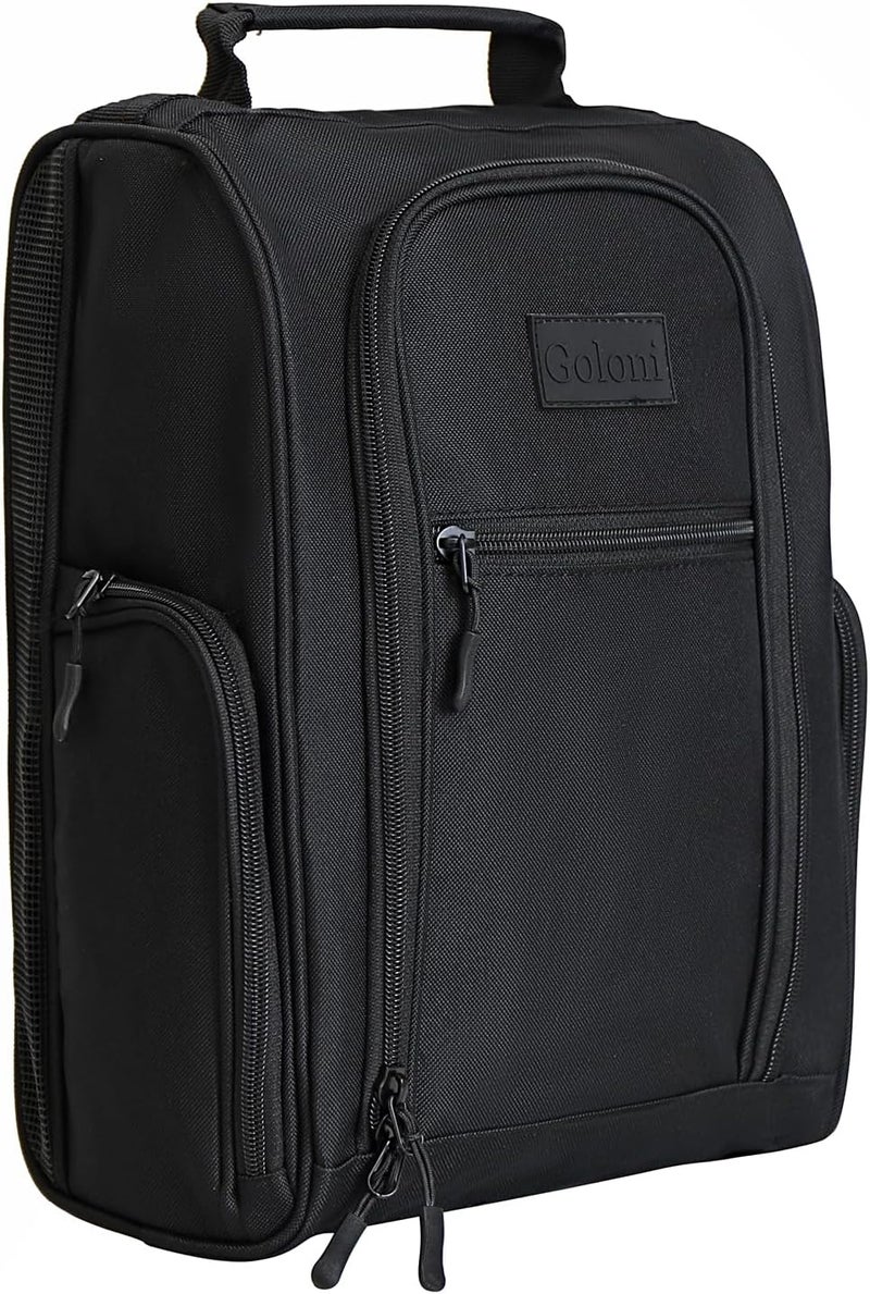 Goloni Ventilated Golf Shoe Bag Men Women Padded Travel Shoe Bag Sport Shoe Carrier Bags with Side Accessory Pockets for Socks, Tees, Golf Balls (Black) - Image 1
