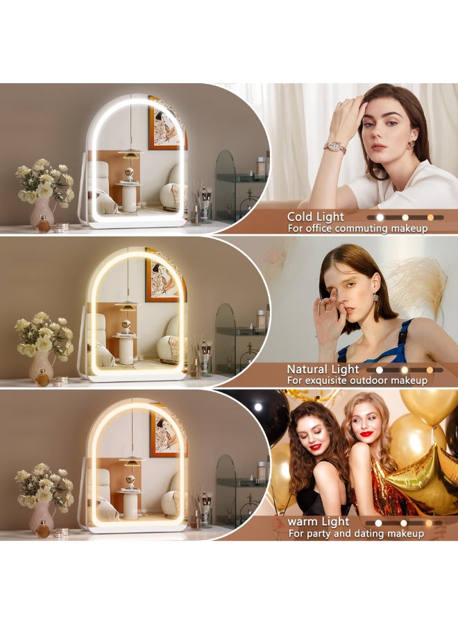 Hasipu Vanity Mirror with Lights 11 14 Arched LED Makeup Mirror Lighted Makeup Mirror with Lights Smart Touch Control Dimmable 3 Modes Light 360Rotation White - Image 4