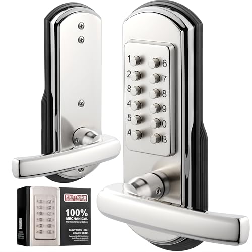 Elemake Keypad Door Lock, Keyless Entry Door Lock Mechanical Lock with Keypad, Combination Code Locks with Handle, Right Handed Door Lever, Stainless Steel 304 - NOT a Deadbolt - Image 1